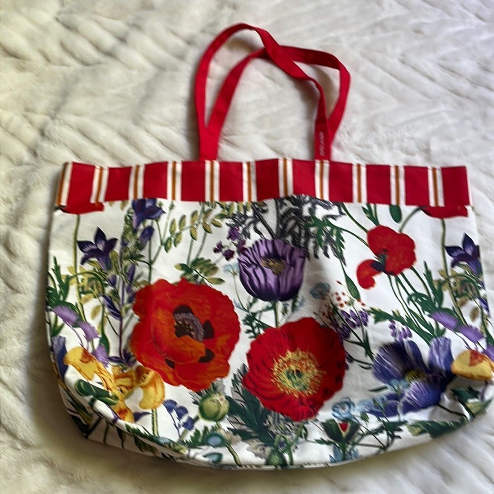 Estee Lauder Red Floral Large Tote Bag
